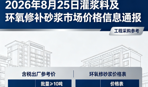 丹阳2026年8月25日灌浆料及环氧修补砂浆市场价格信息通报